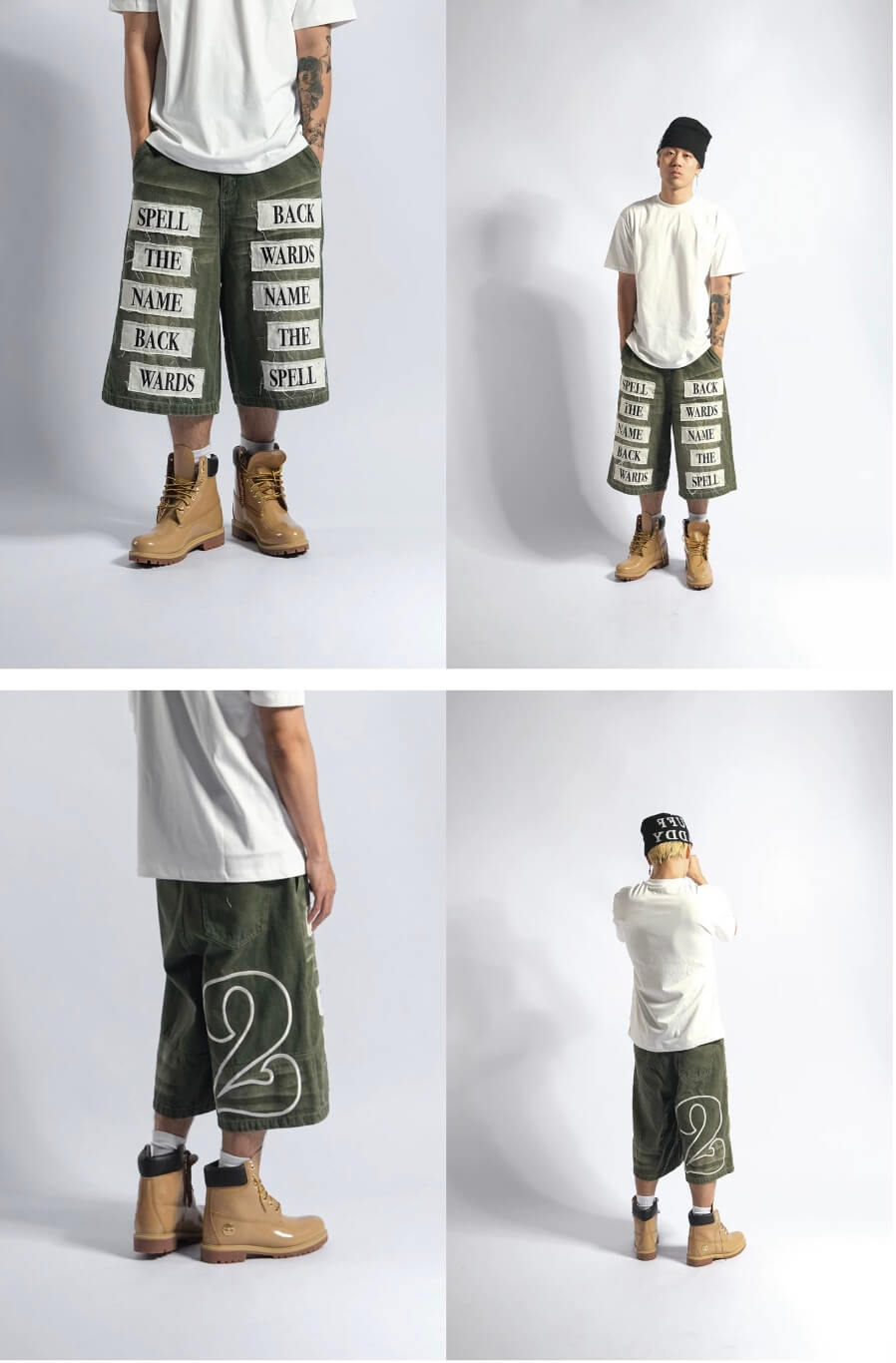 EVETS Embroidered Patches Denim Baggy Shorts | Face 3 Face