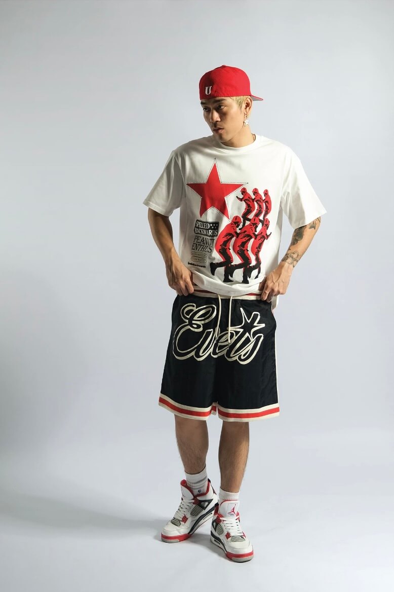 EVETS Logo Print Basketball Shorts
