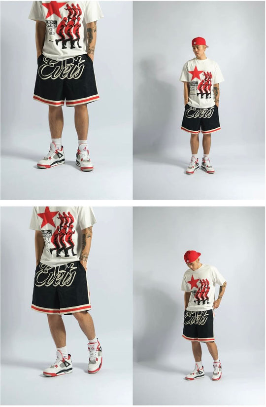 EVETS Logo Print Basketball Shorts