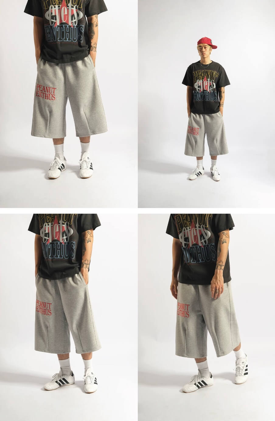 EVETS Slogan Embroidered Baggy Sweat Shorts