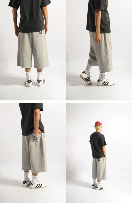 EVETS Slogan Embroidered Baggy Sweat Shorts