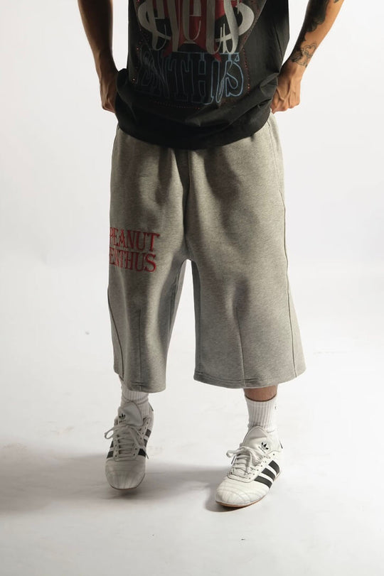 EVETS Slogan Embroidered Baggy Sweat Shorts