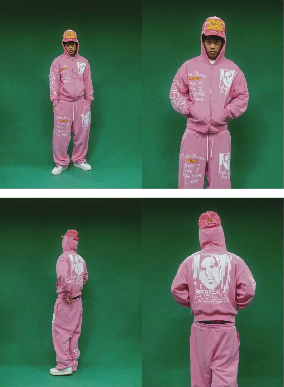 EVETS Anime Graphic Print Zip Up Hoodie