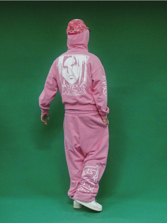 EVETS Anime Graphic Print Zip Up Hoodie
