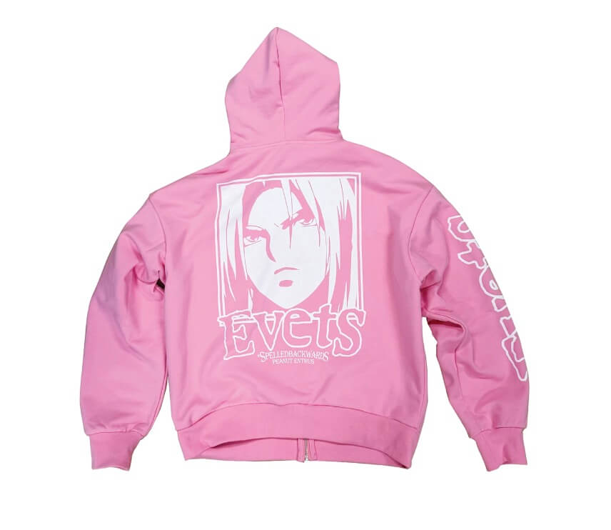 EVETS Anime Graphic Print Zip Up Hoodie