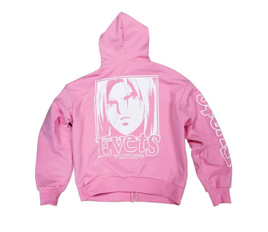EVETS Anime Graphic Print Zip Up Hoodie