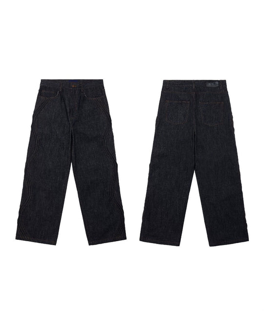EVILKNIGHT(EK) 3D Cut Twisted Pleat Line Jeans