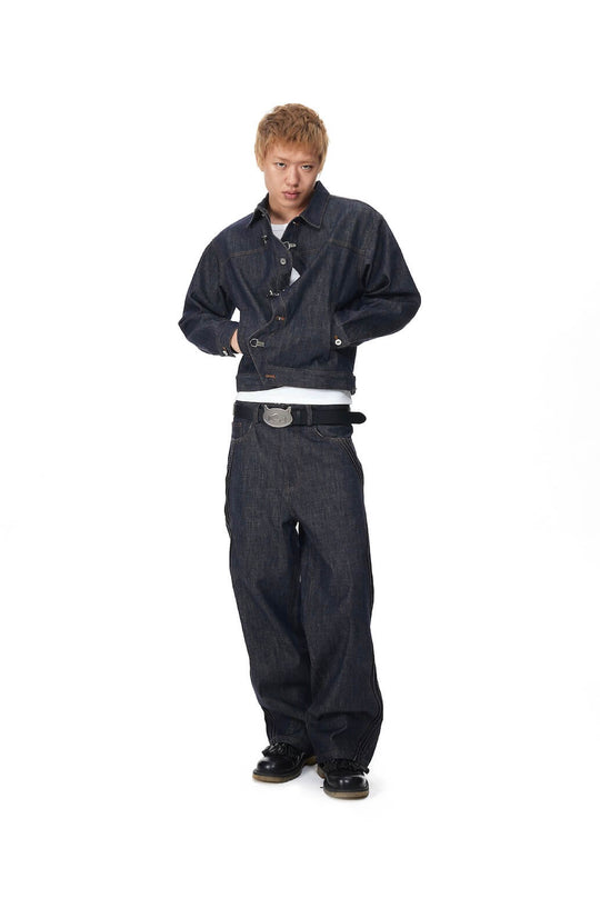 EVILKNIGHT(EK) 3D Cut Twisted Pleat Line Jeans