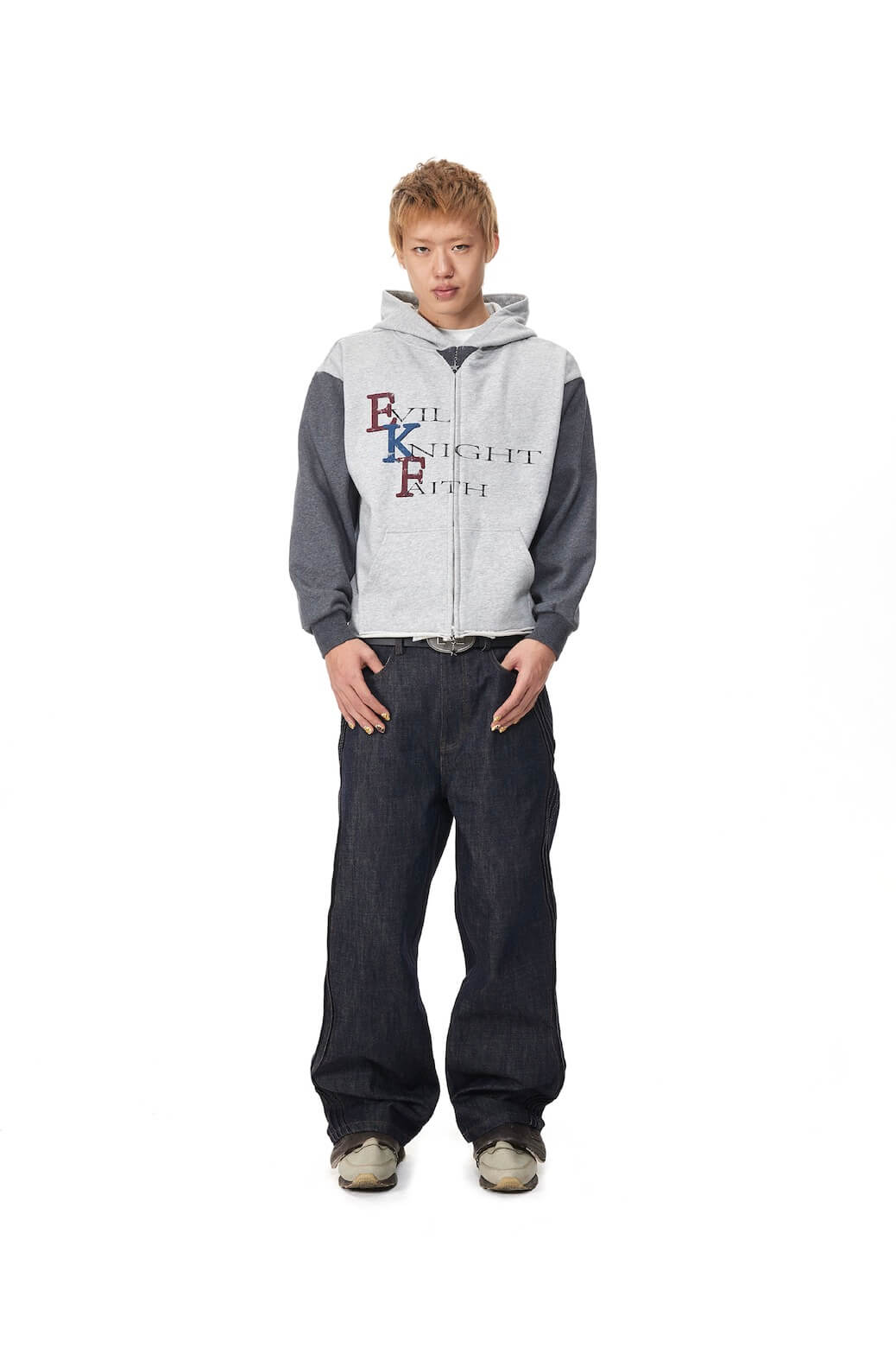 EVILKNIGHT(EK) 3D Cut Twisted Pleat Line Jeans