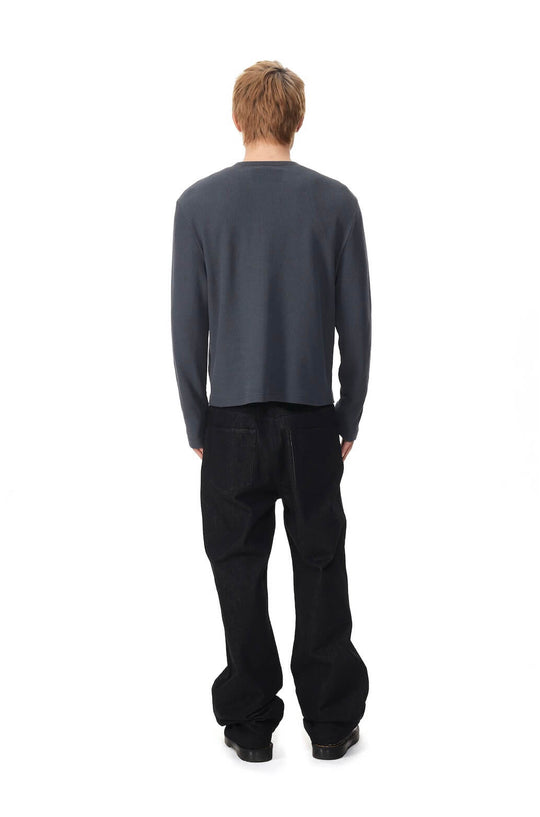 EVILKNIGHT(EK) Perforated Waistband Black Denim Jeans