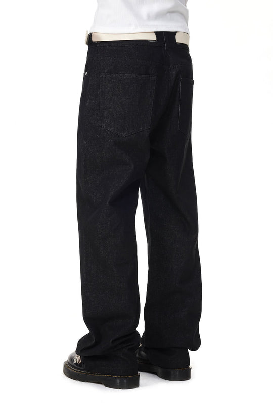EVILKNIGHT(EK) Perforated Waistband Black Denim Jeans