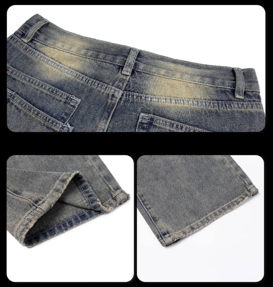 Night Lab Vintage Washed Mixed Studded Jeans