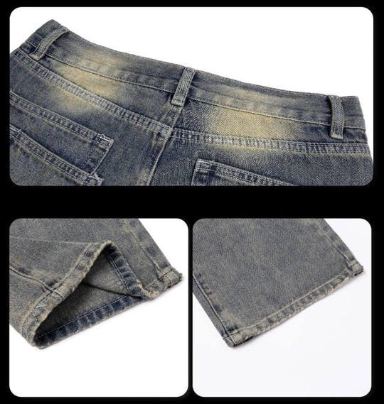 Night Lab Vintage Washed Mixed Studded Jeans
