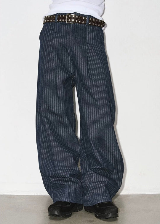 NOVACAM Striped Curved Baggy Jeans | Face 3 Face