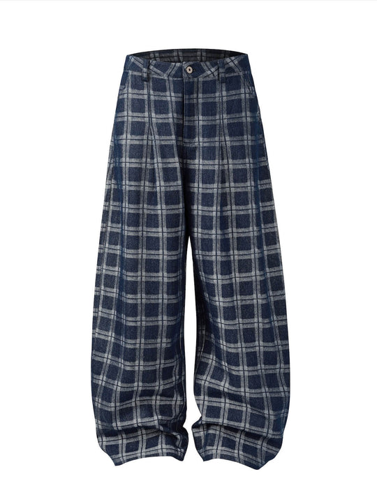 NOVACAM Checkered Curved Baggy Jeans | Face 3 Face