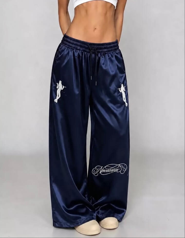 NOVACAM Satin Silky Baggy Track Pants | Face 3 Face
