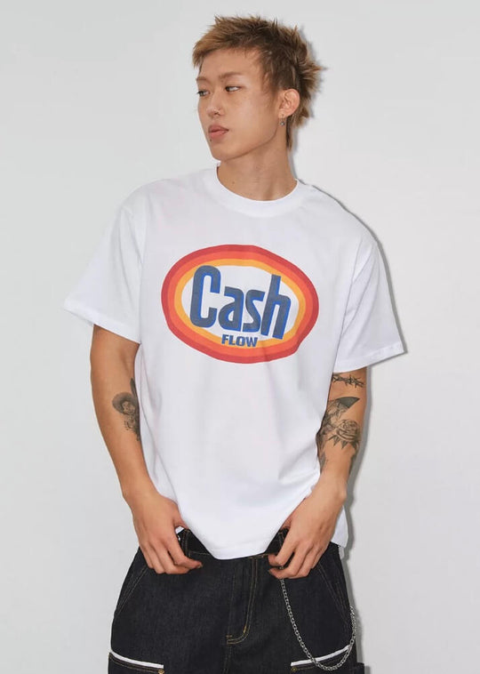 NOVACAM Cash Flow Letter Print Short Sleeve Tee | Face 3 Face