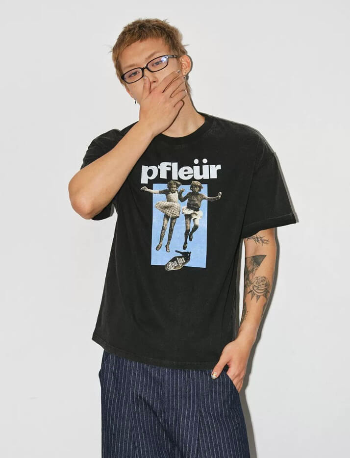 NOVACAM Vintage Washed Photo Print Short Sleeve Tee | Face 3 Face