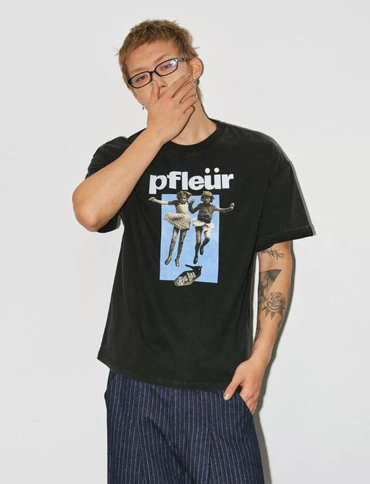 NOVACAM Vintage Washed Photo Print Short Sleeve Tee | Face 3 Face