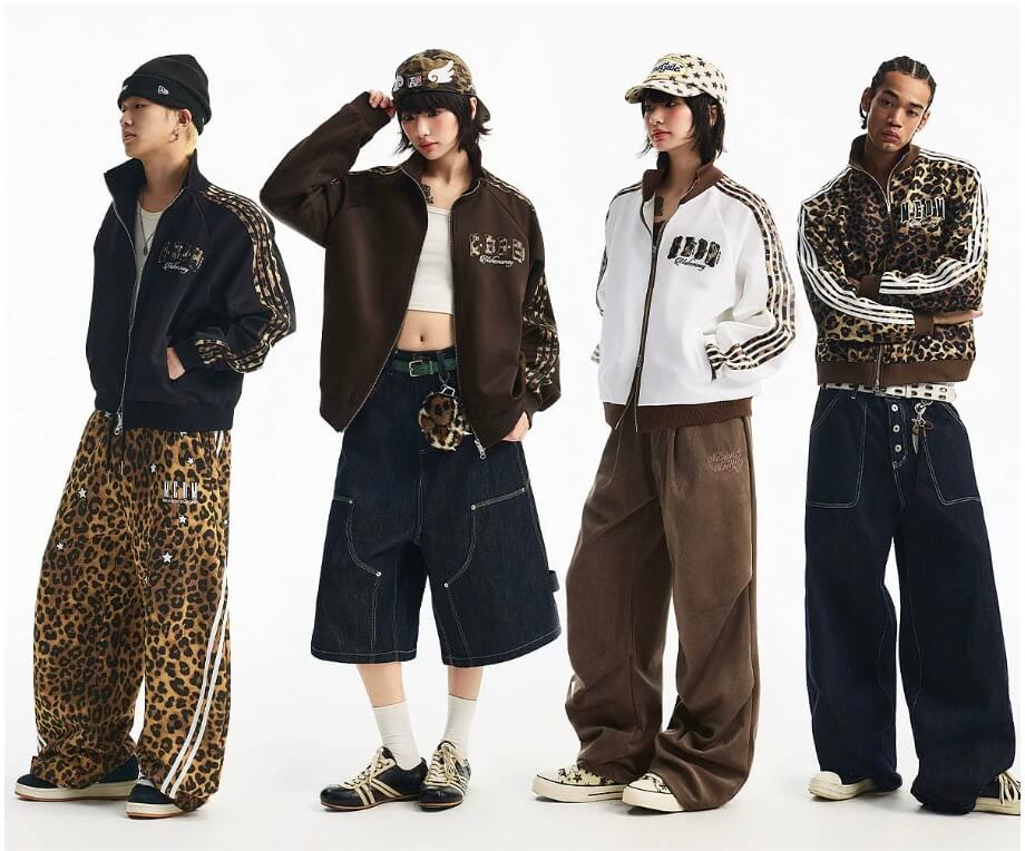 MEDM Leopard Print Stripe Sleeve Track Jacket | Face 3 Face