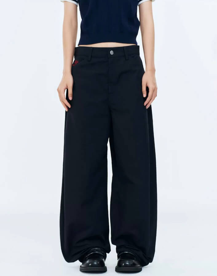 MEDM Lightweight Embroidered Baggy Pants | Face 3 Face