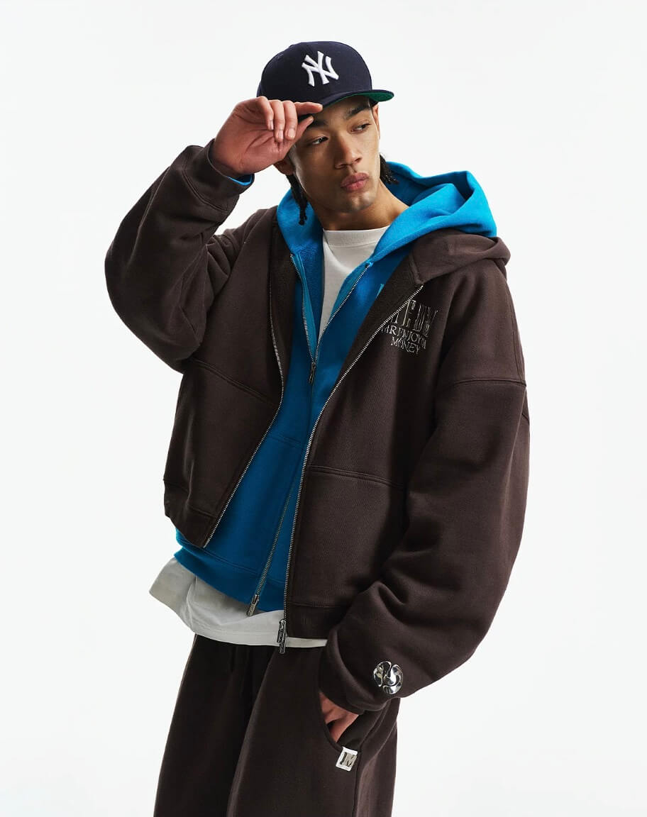 MEDM 3D Metallic Logo Zip Up Hoodie | Face 3 Face