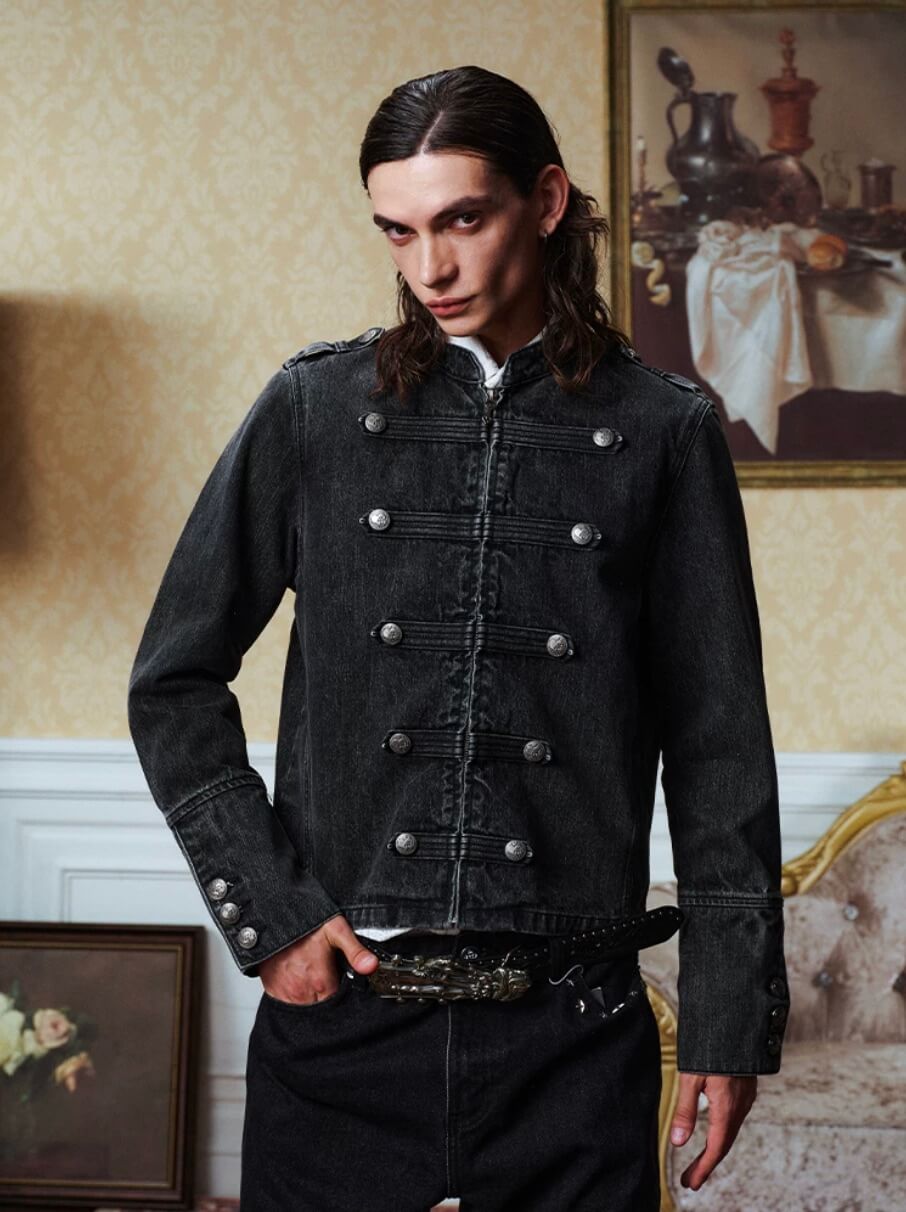 YADcrew Napoleon Washed Denim Jacket | Face 3 Face