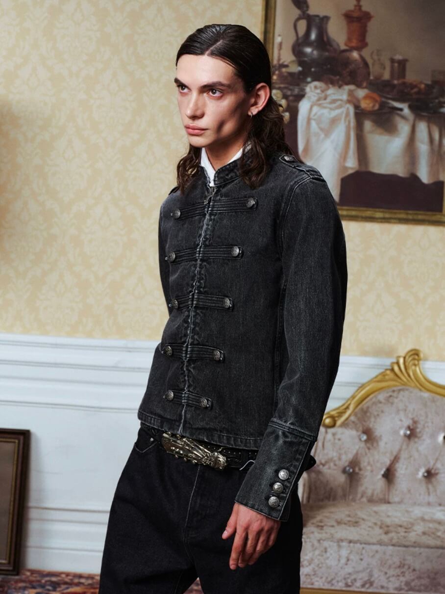 YADcrew Napoleon Washed Denim Jacket | Face 3 Face