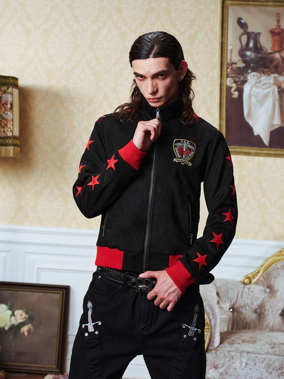 YADcrew Star Patch Sleeve Track Jacket | Face 3 Face