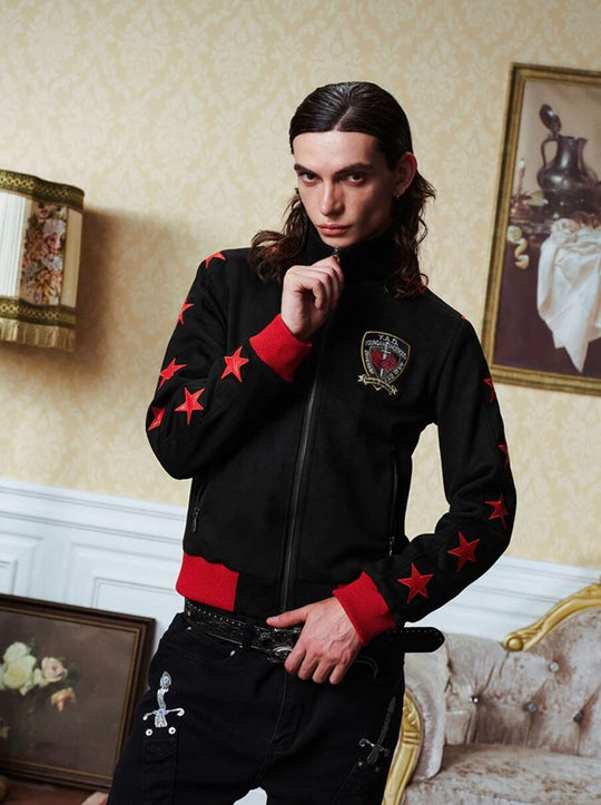 YADcrew Star Patch Sleeve Track Jacket | Face 3 Face