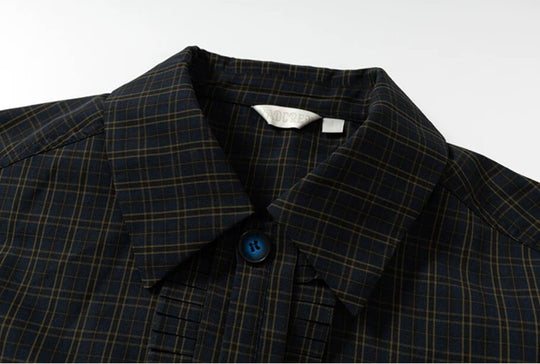 YADcrew Ruffle Front Placket Plaid Jacket | Face 3 Face