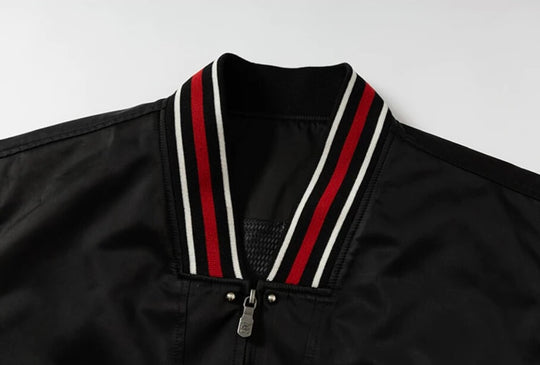 YADcrew Crown Patch Contrast Rib Varsity Jacket | Face 3 Face