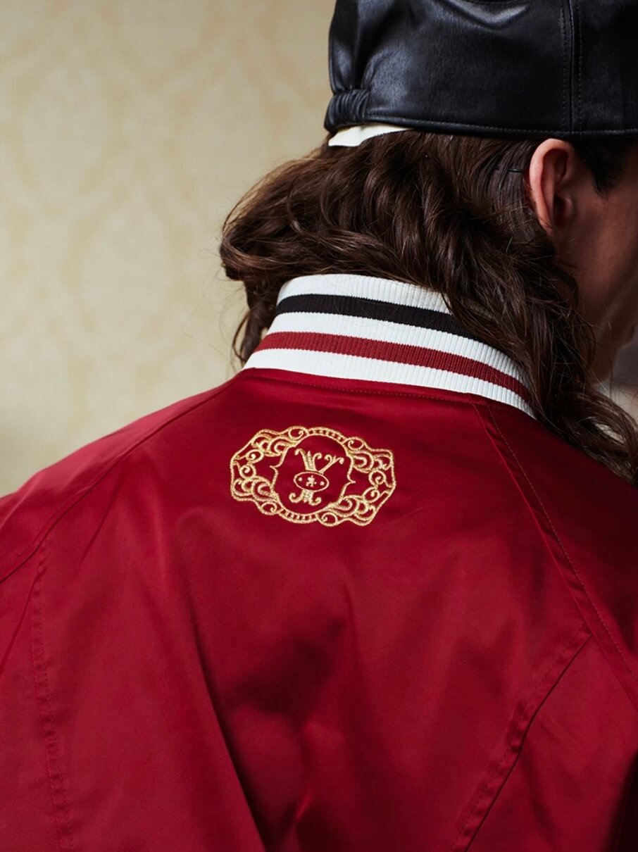 YADcrew Napoleon Braid Embroidered Shiny Bomber Jacket | Face 3 Face