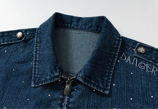YADcrew All Over Starry Sky Rhinestone Denim Jacket | Face 3 Face
