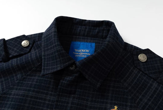 YADcrew Waist Belt Plaid Epaulet Jacket | Face 3 Face