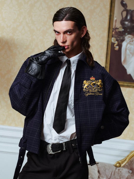 YADcrew Waist Belt Plaid Epaulet Jacket | Face 3 Face