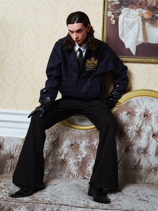 YADcrew Waist Belt Plaid Epaulet Jacket | Face 3 Face