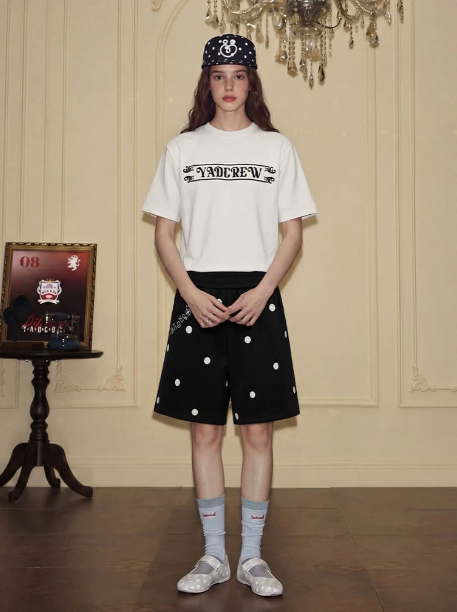 YADcrew Polka Dot Print Sweat Shorts | Face 3 Face