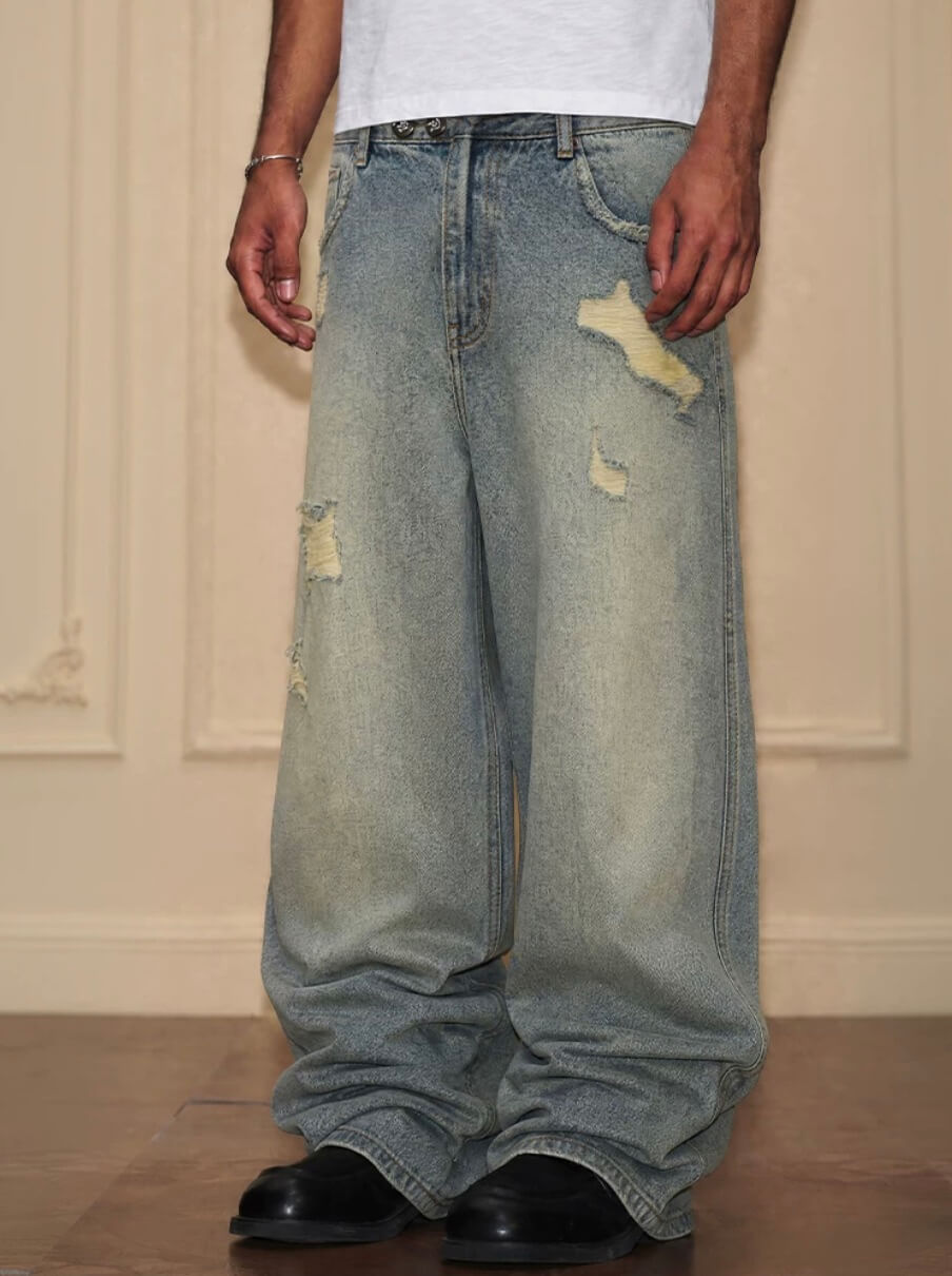 YADcrew Vintage Washed Ripped Jeans | Face 3 Face