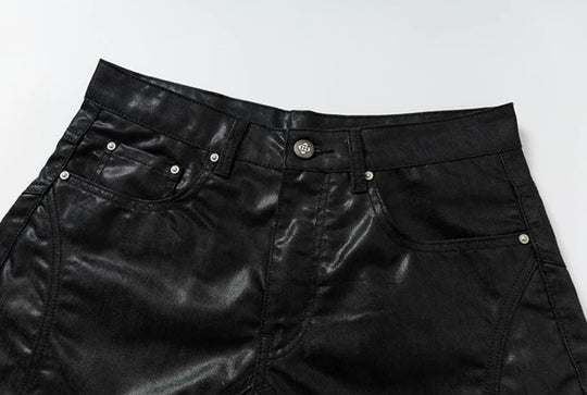 YADcrew Glossy Waxed Denim Shorts | Face 3 Face