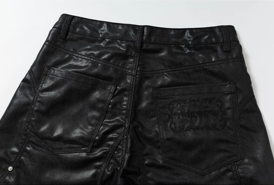 YADcrew Glossy Waxed Denim Shorts | Face 3 Face