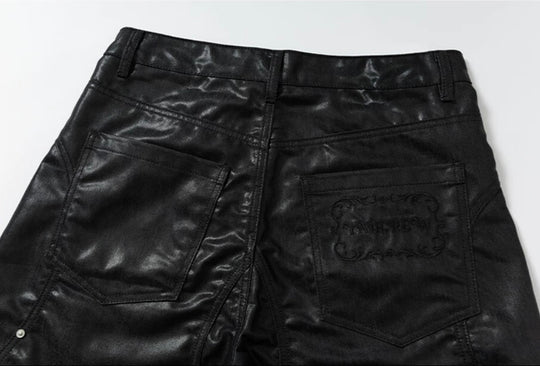 YADcrew Glossy Waxed Denim Shorts | Face 3 Face