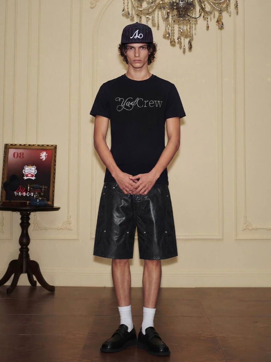 YADcrew Glossy Waxed Denim Shorts | Face 3 Face