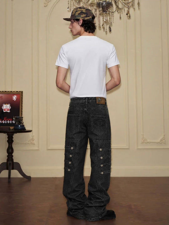 YADcrew Side Napoleon Strap Washed Jeans | Face 3 Face