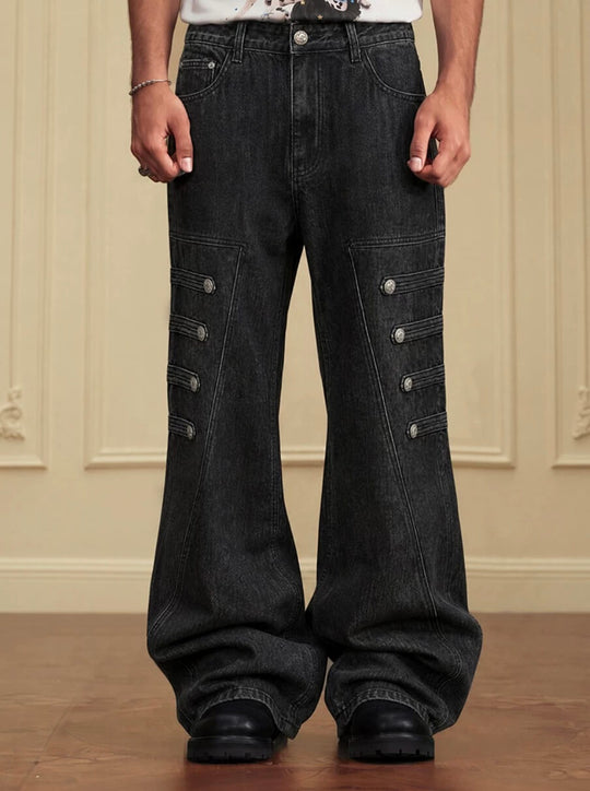 YADcrew Side Napoleon Strap Washed Jeans | Face 3 Face