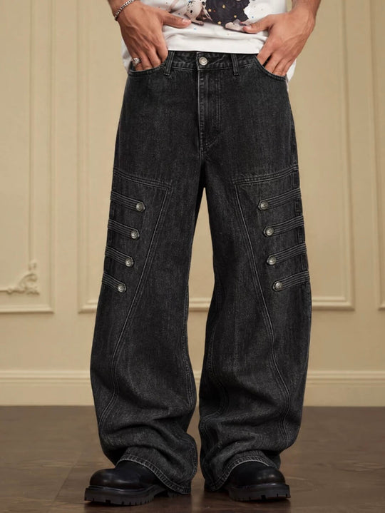 YADcrew Side Napoleon Strap Washed Jeans | Face 3 Face