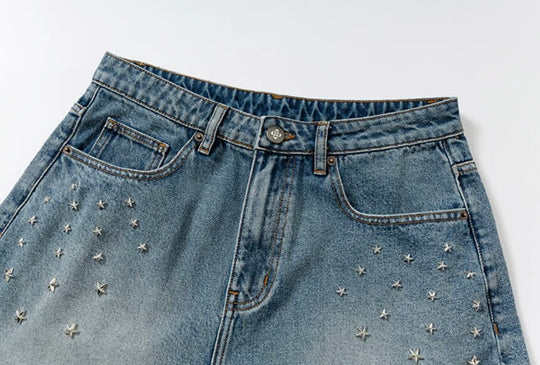 YADcrew Multi Star Studded Cutoff Denim Shorts | Face 3 Face