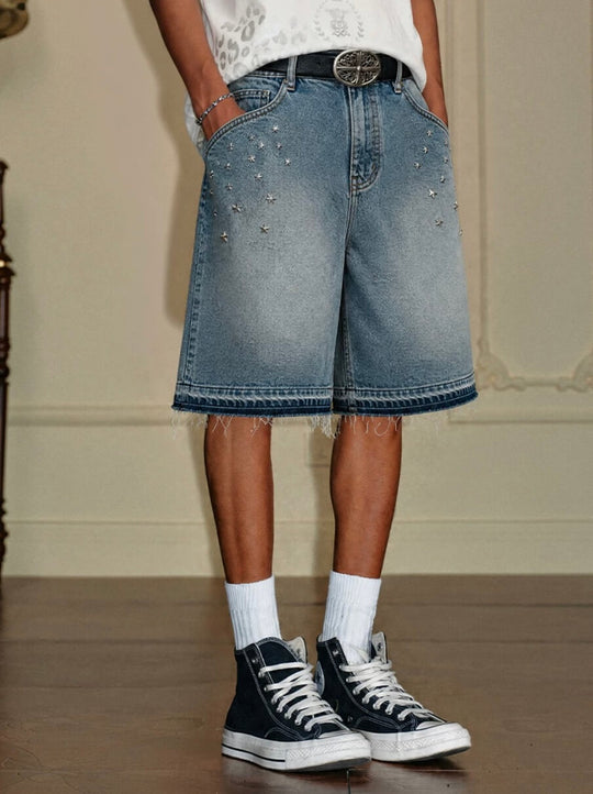 YADcrew Multi Star Studded Cutoff Denim Shorts | Face 3 Face