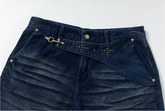 YADcrew Flip Buckle Whisker Washed Corduroy Pants | Face 3 Face