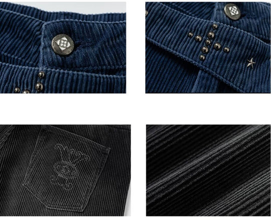 YADcrew Flip Buckle Whisker Washed Corduroy Pants | Face 3 Face